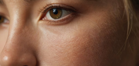Close up of a young woman looking at the camera. Close-up of a woman's face.の素材