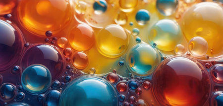 Colorful abstract background of oil drops in water. Macro shot.の素材