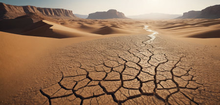 Dry desert landscape. Global warming concept. 3D Renderingの素材
