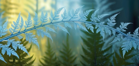 Beautiful fern leaves in the morning light. Nature background.の素材