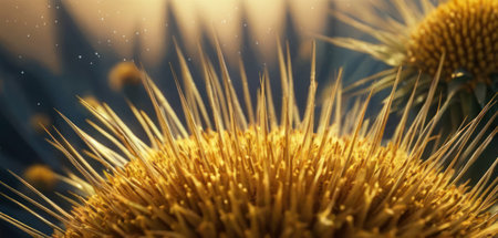 3d illustration of abstract fractal background with golden spikes and starsの素材