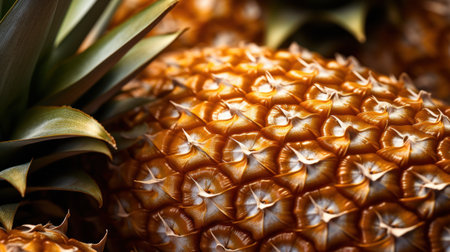 Pineapple fruit close up. Pineapple background. Tropical fruitの素材