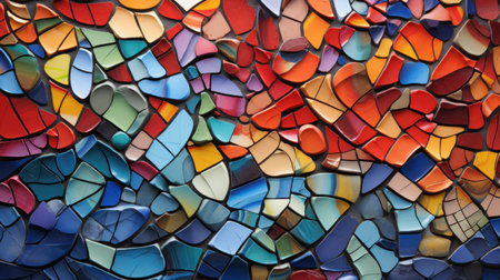 Colorful stained glass wall background. Colorful mosaic wall texture.の素材