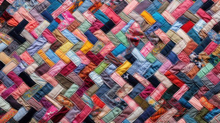 Colorful patchwork quilt as background, close-up.の素材