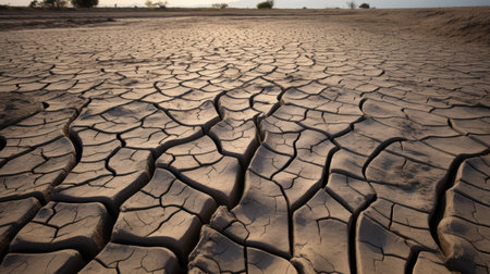 Dry and cracked earth in the desert. Global warming concept.の素材