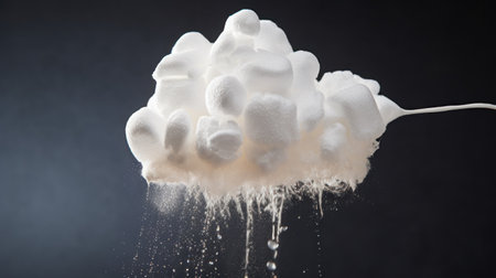 Foam in the form of a cloud on a black backgroundの素材