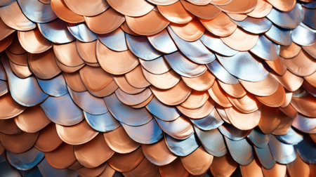 Close-up of a copper shingles as a background.の素材