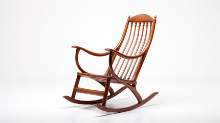 Wooden rocking chair isolated on white background. 3d render.の素材