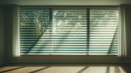Sunlight through the blinds in the window. 3d renderingの素材