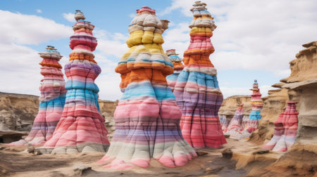 Colorful sandstone formations in Cappadocia, Turkeyの素材