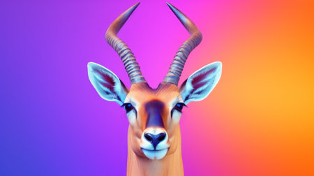 3D rendering of a male gazelle isolated on gradient backgroundの素材