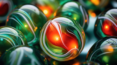 Abstract background with colorful glass balls. 3d rendering toned imageの素材