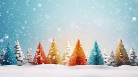 Fir trees in the snow. Christmas background. 3d renderingの素材