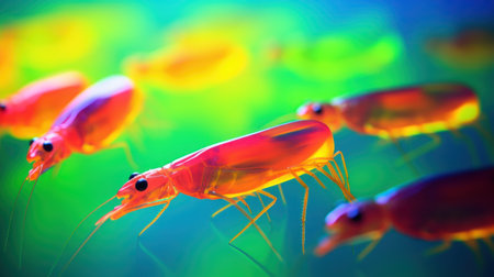 Close up of fresh shrimp in aquarium. Shallow depth of field.の素材