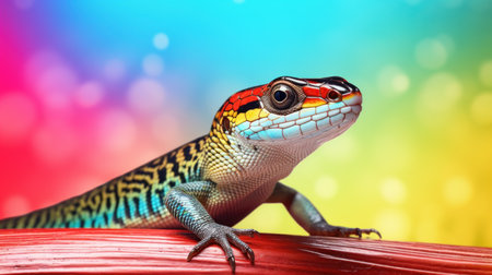 Colorful leopard gecko (Lizard) on colorful backgroundの素材