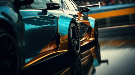 Sport car on the background of the race track. 3d renderingの素材