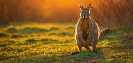 Kangaroo in sunset light. Kangaroo is a marsupial.の素材