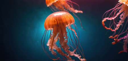 Jellyfish swimming in the water. Jellyfish in the aquariumの素材