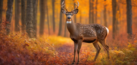 Whitetail deer buck in autumn forest. Fall season. Animal in the nature.の素材
