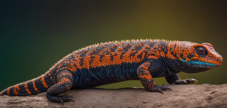 A closeup shot of a chameleon lizard on a rockの素材