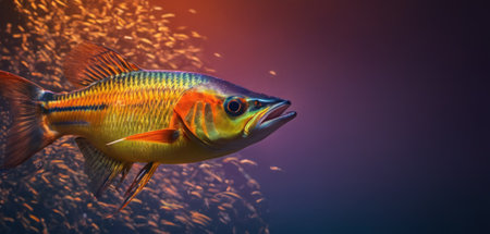 Tropical fish on a dark background. 3d rendering.の素材