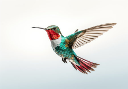Ruby-throated Hummingbird (archilochus colubris) in flightの素材