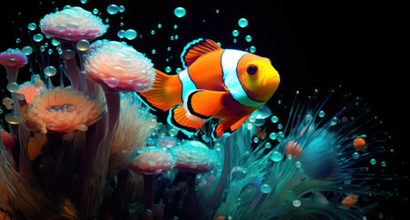 Clown anemonefish (Amphiprion ocellaris) in aquariumの素材