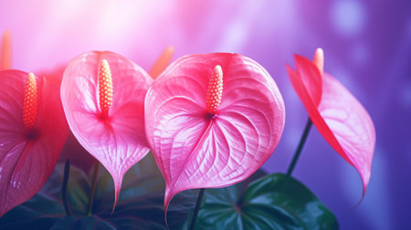 Flamingo flower or anthurium flowers with soft light backgroundの素材