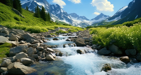 Mountain stream in the highlands of the Altai Republic.の素材
