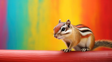 Chipmunk on colorful background, closeup. Animal on colorful backgroundの素材