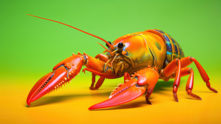 Crayfish isolated on a green background. Close-up.の素材