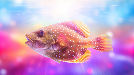 Coral fish on a colorful background. 3d render. Illustration.の素材
