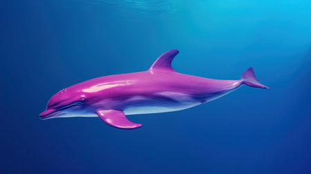 Beautiful dolphin swimming in the blue sea. 3d rendering.の素材