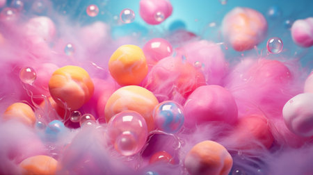 Colorful bubbles floating in water. Abstract background. 3d renderingの素材