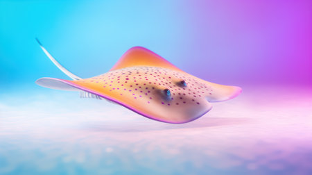 Illustration of a stingray in the water, 3d renderの素材