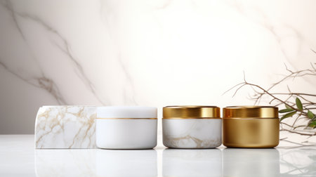 Cosmetic cream on a marble background. 3d rendering mock upの素材