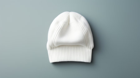 White hat isolated on gray background. Winter hat. Winter hat.の素材