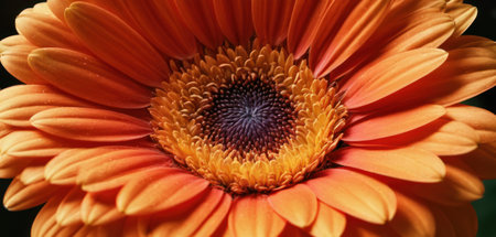 Orange gerbera flower close-up. Natural floral background.の素材