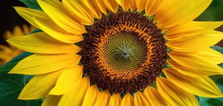 Close up of a sunflower in the field. Sunflower natural background.の素材
