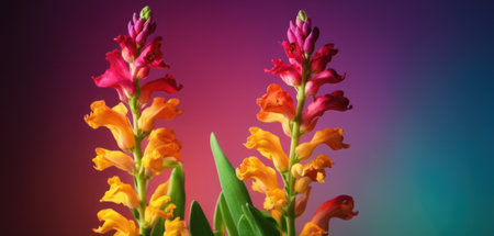 Beautiful colorful flowers on a colorful background. Close-up.の素材