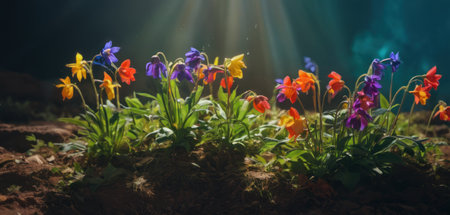 Beautiful spring flowers in the garden. Spring landscape. Spring flowersの素材