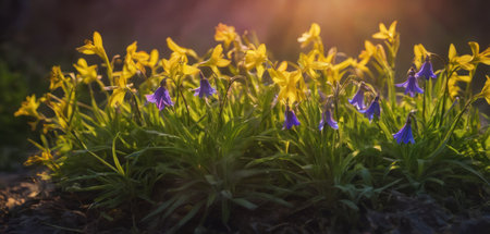 Beautiful spring flowers in the forest. Selective focus. Nature.の素材