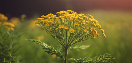 Achillea millefolium, commonly known as yellow yarrow, medicinal plantの素材