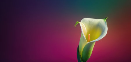 Calla lily flower on colorful background with copy space for your text.の素材