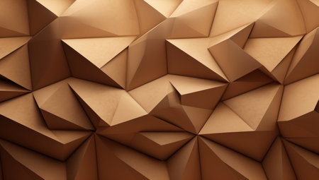 3d rendering of abstract geometric shapes in origami style with brown tintの素材