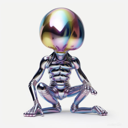 3D Render of an Alien with a Ball in his Hand.の素材