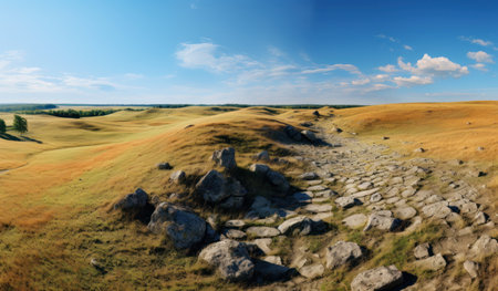Beautiful landscape in the steppe. Panoramic view.の素材