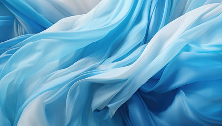 Abstract background of blue silk or satin. 3d render illustrationの素材