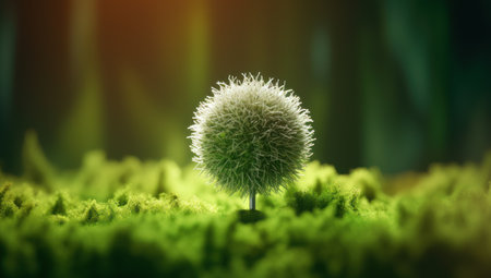 3d rendering of a green plant in the middle of a forestの素材