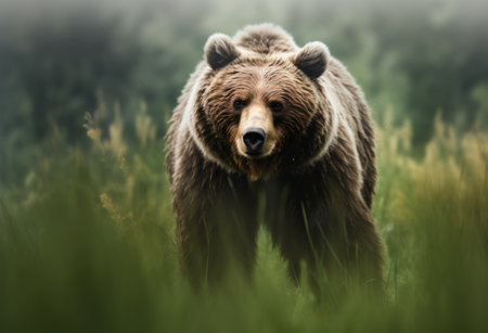 Brown bear in the summer forest (Ursus arctos)の素材